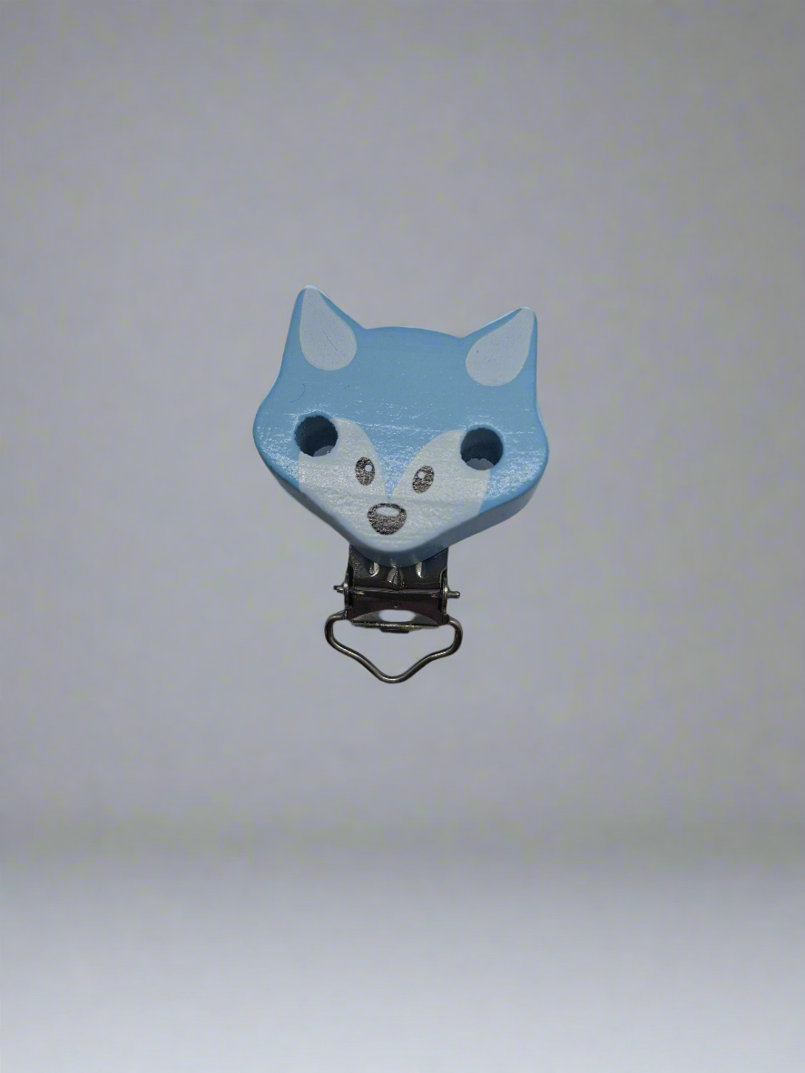 Clip ciuccio legno volpe azzurra
