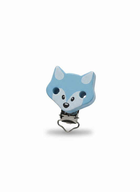Clip ciuccio legno volpe azzurra