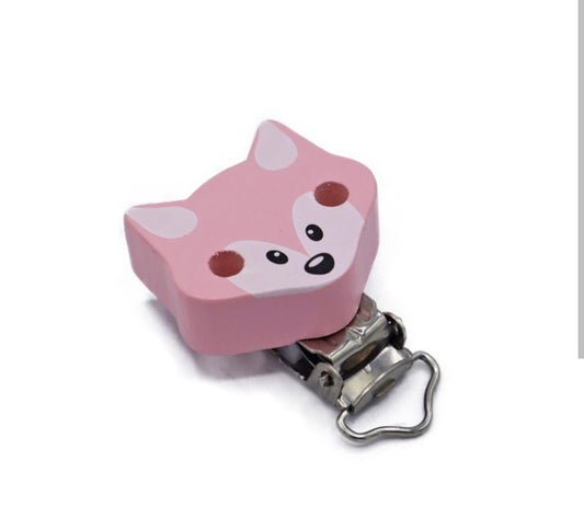 Clip ciuccio legno rosa