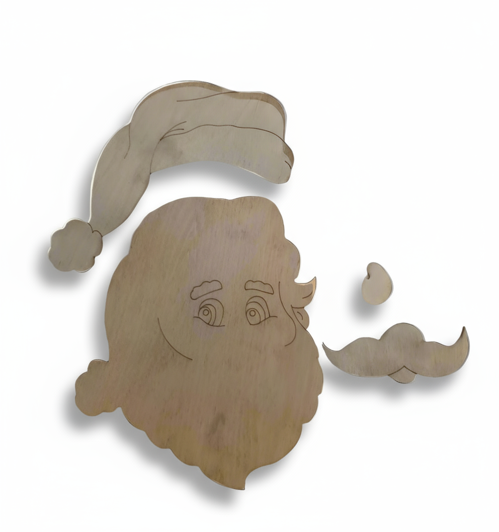 Faccia babbo natale in legno