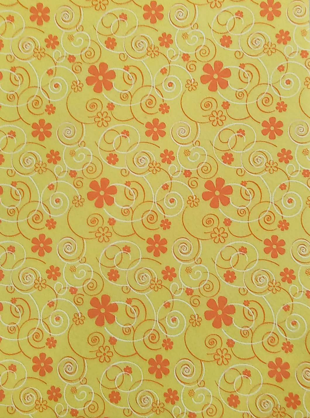 Foglio pannolenci stampato fiori arancioni