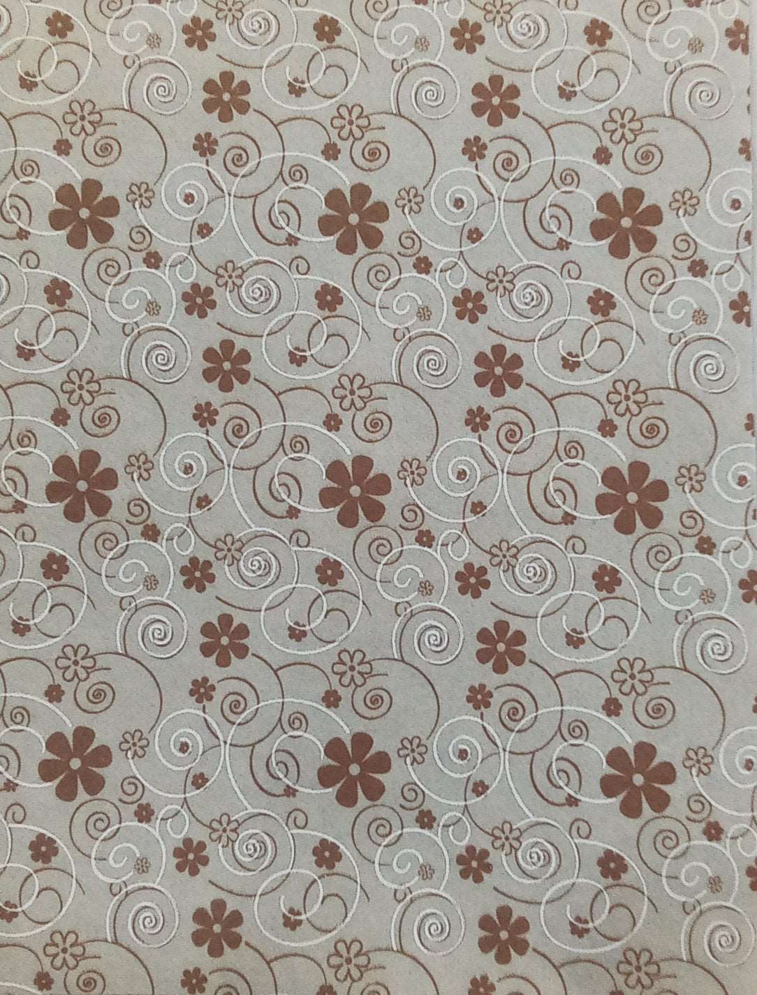 Foglio pannolenci stampato fiori marrone