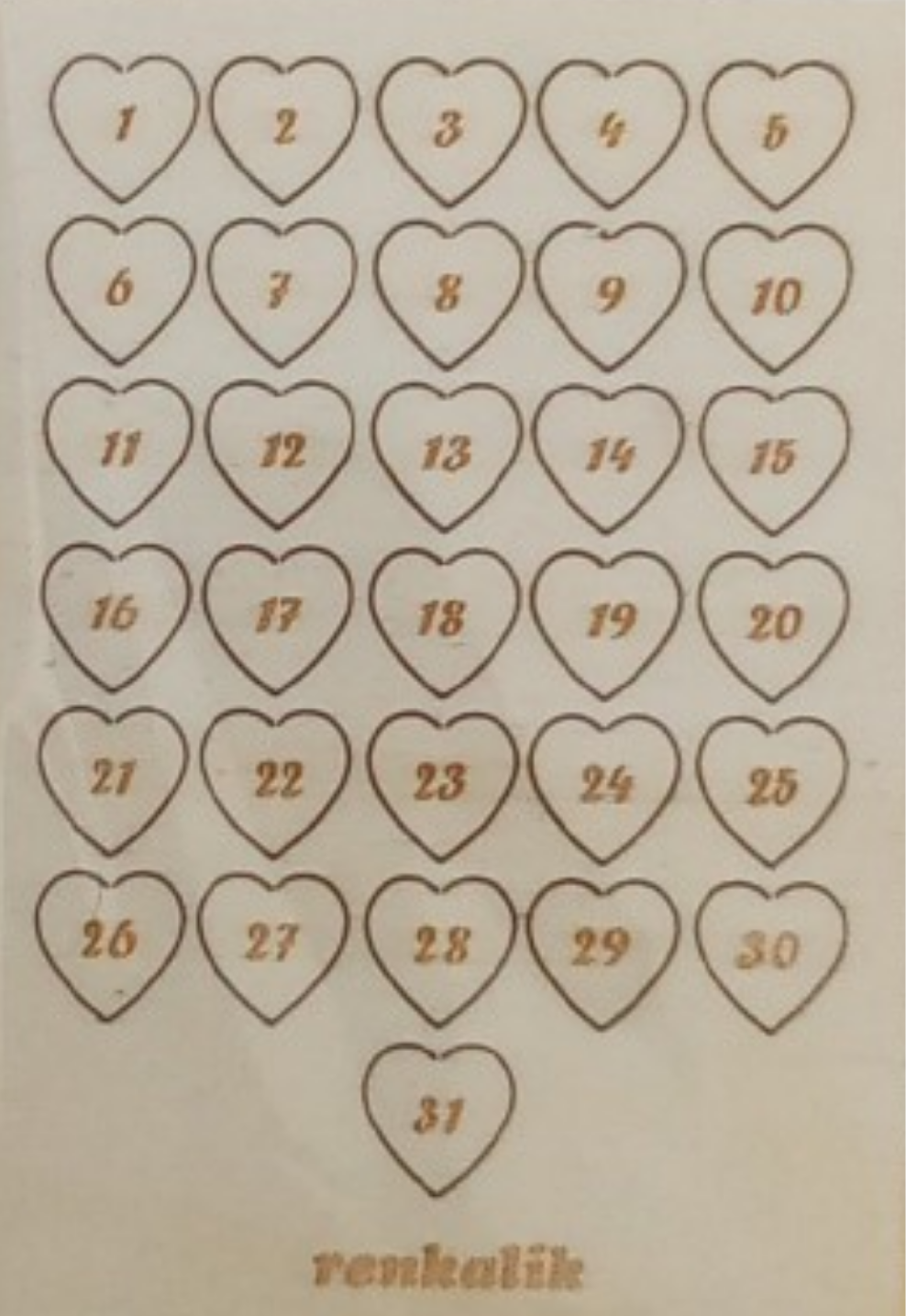 Numeri calendario legno cuore