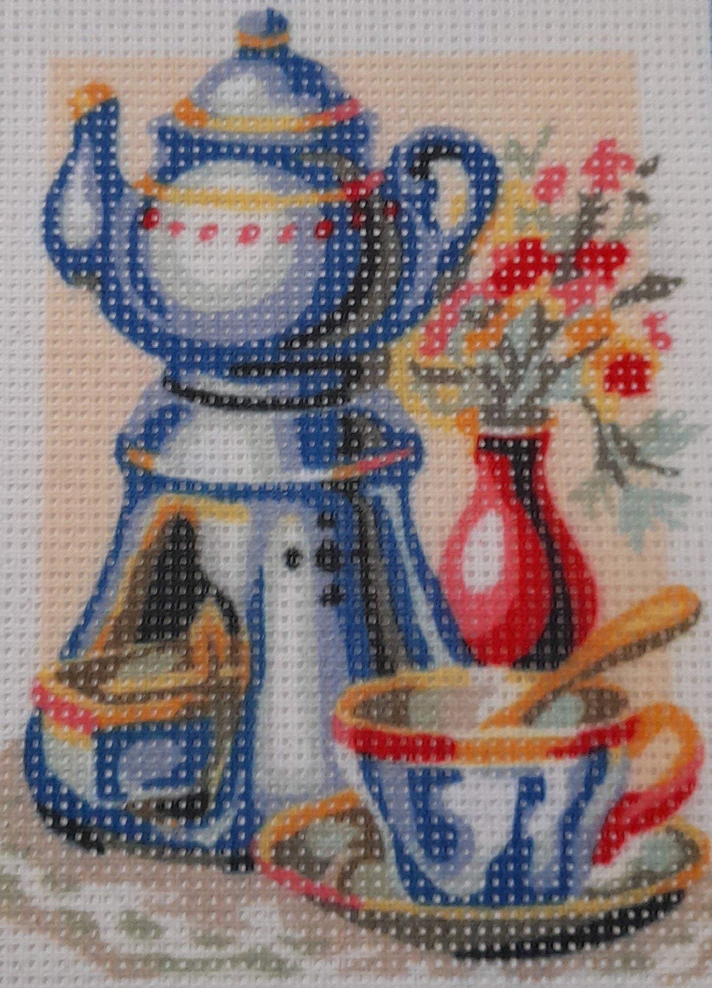 Tela caffe da ricamare mezzo punto