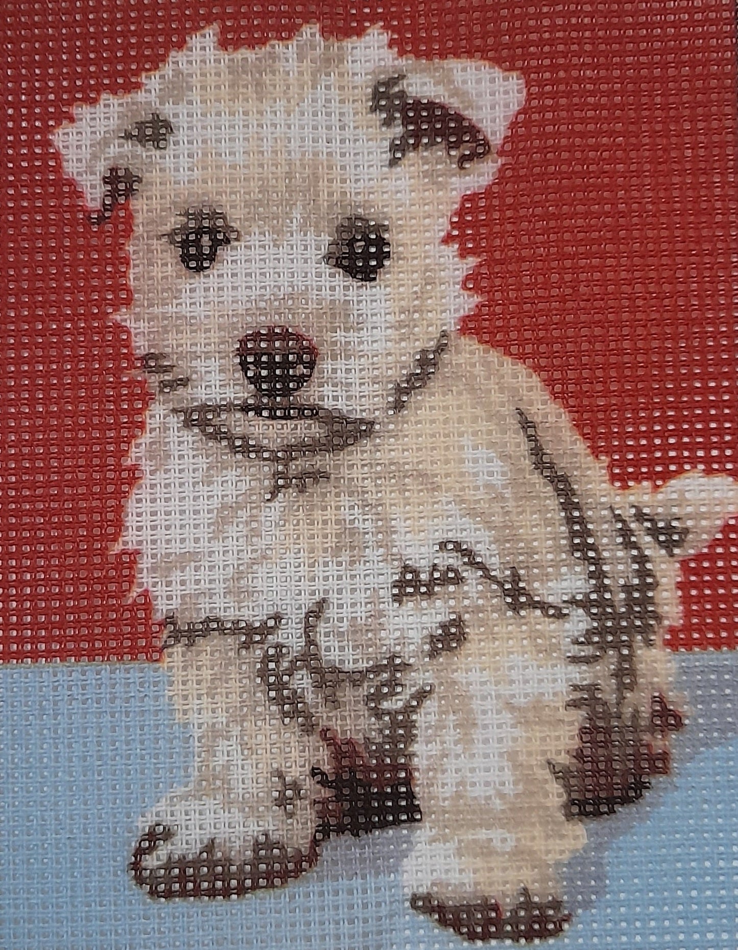 Tela cane bianco da ricamare mezzo punto