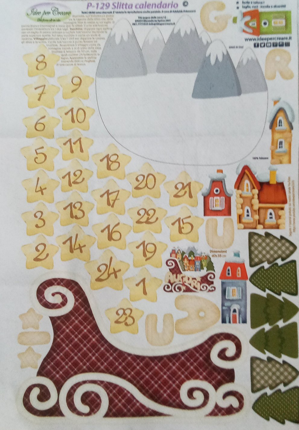 Pannello pannolenci slitta calendario