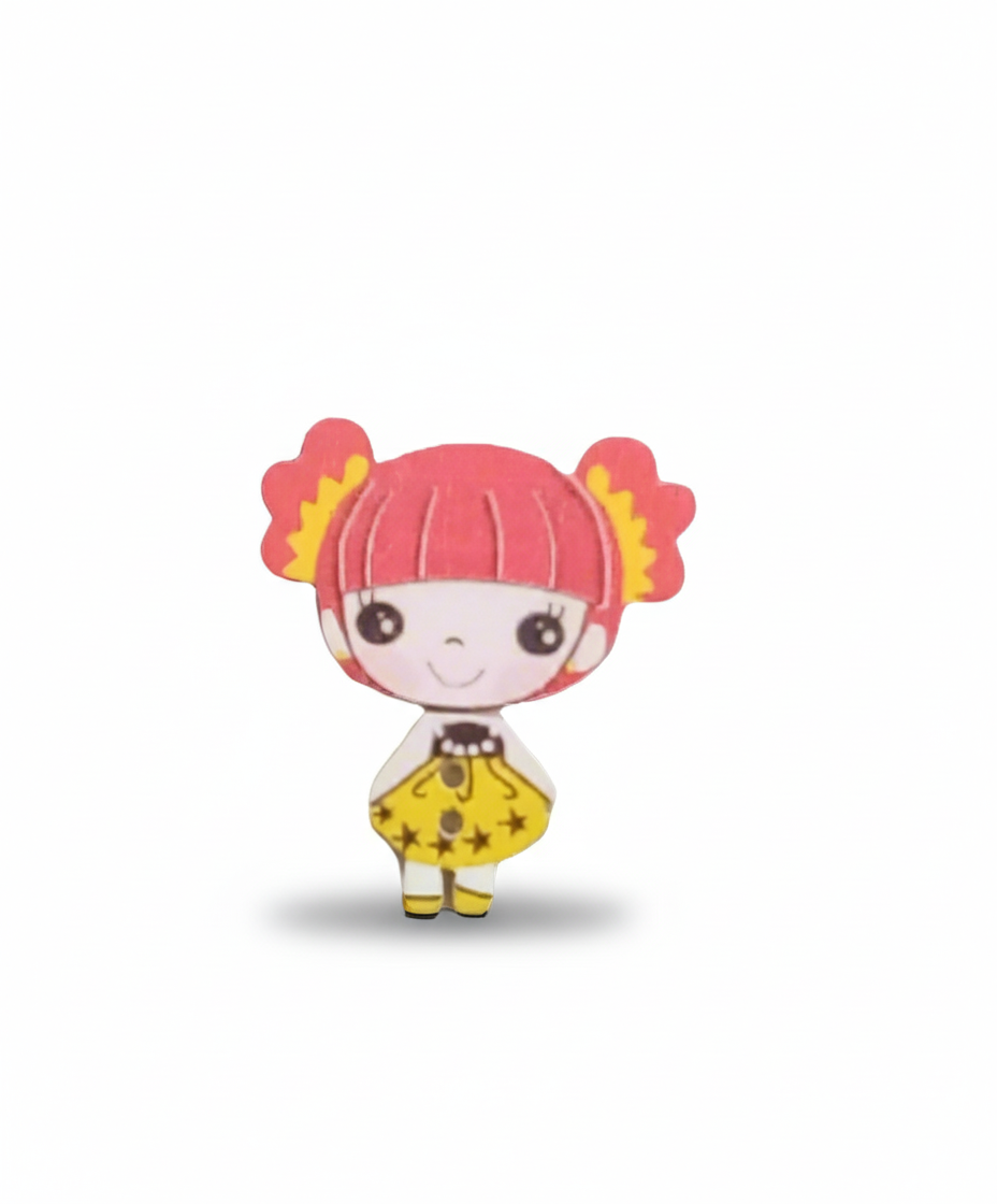 Bottone bambina capelli rossi
