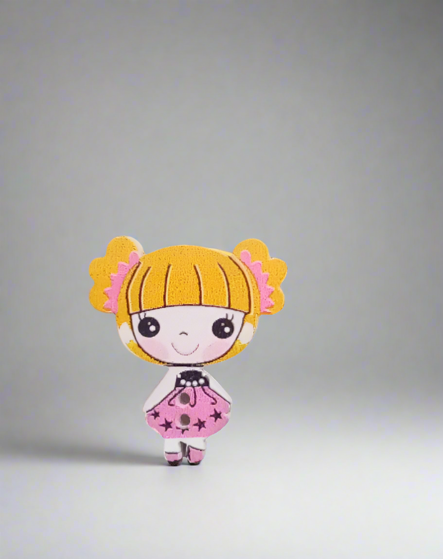 Bottone bimba capelli gialli