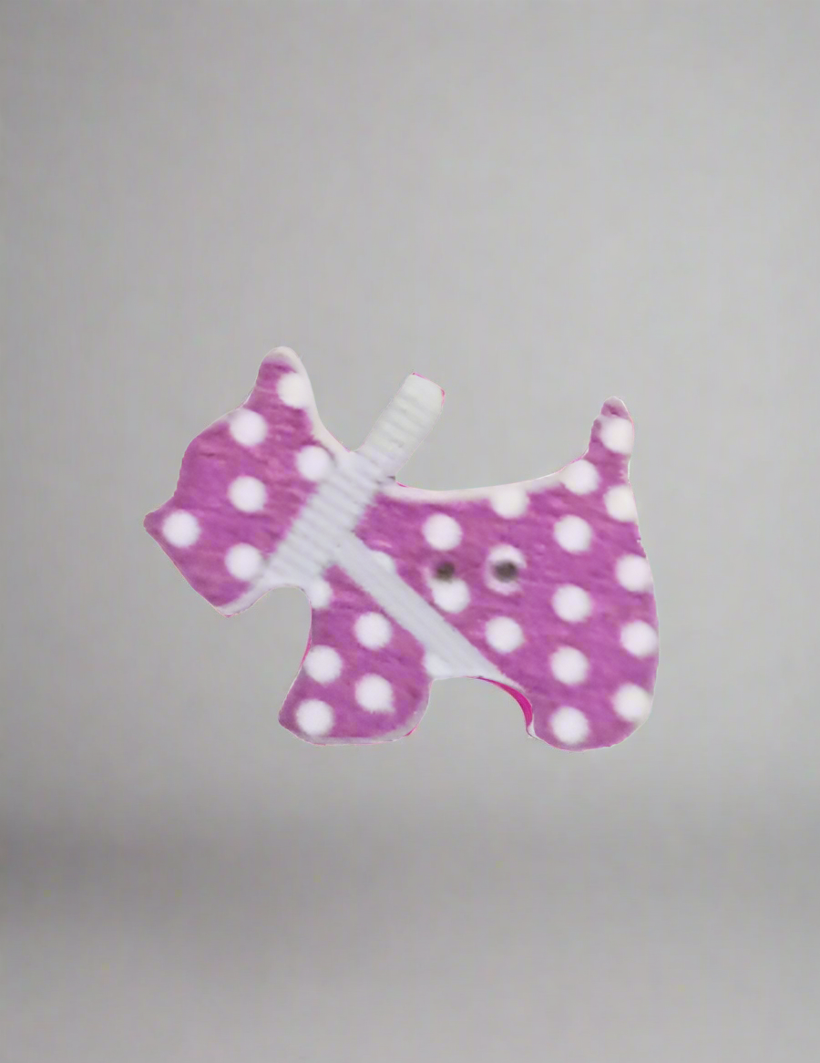 Bottone cane fucsia pois