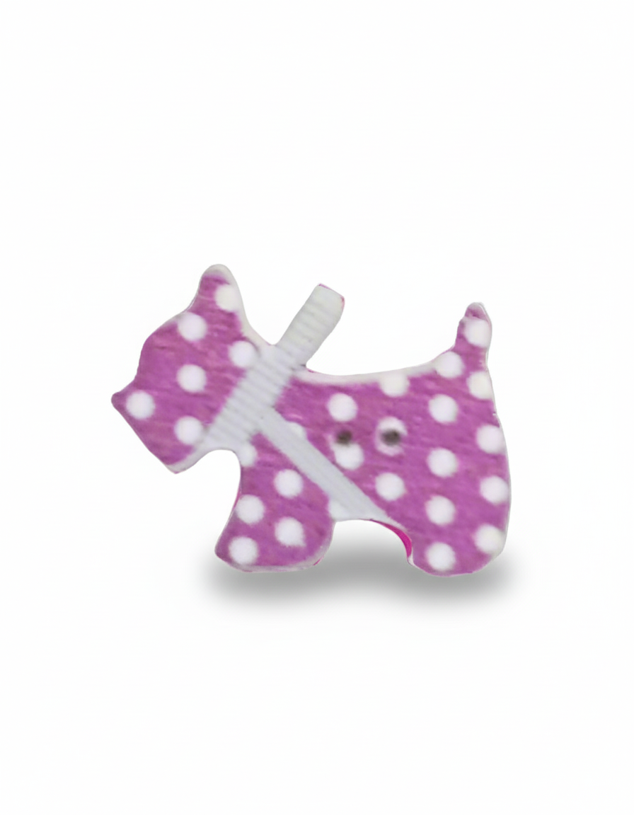 Bottone cane fucsia pois