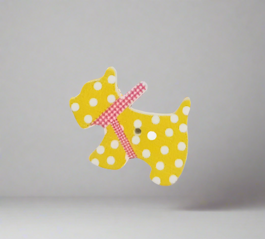 Bottone cane giallo pois