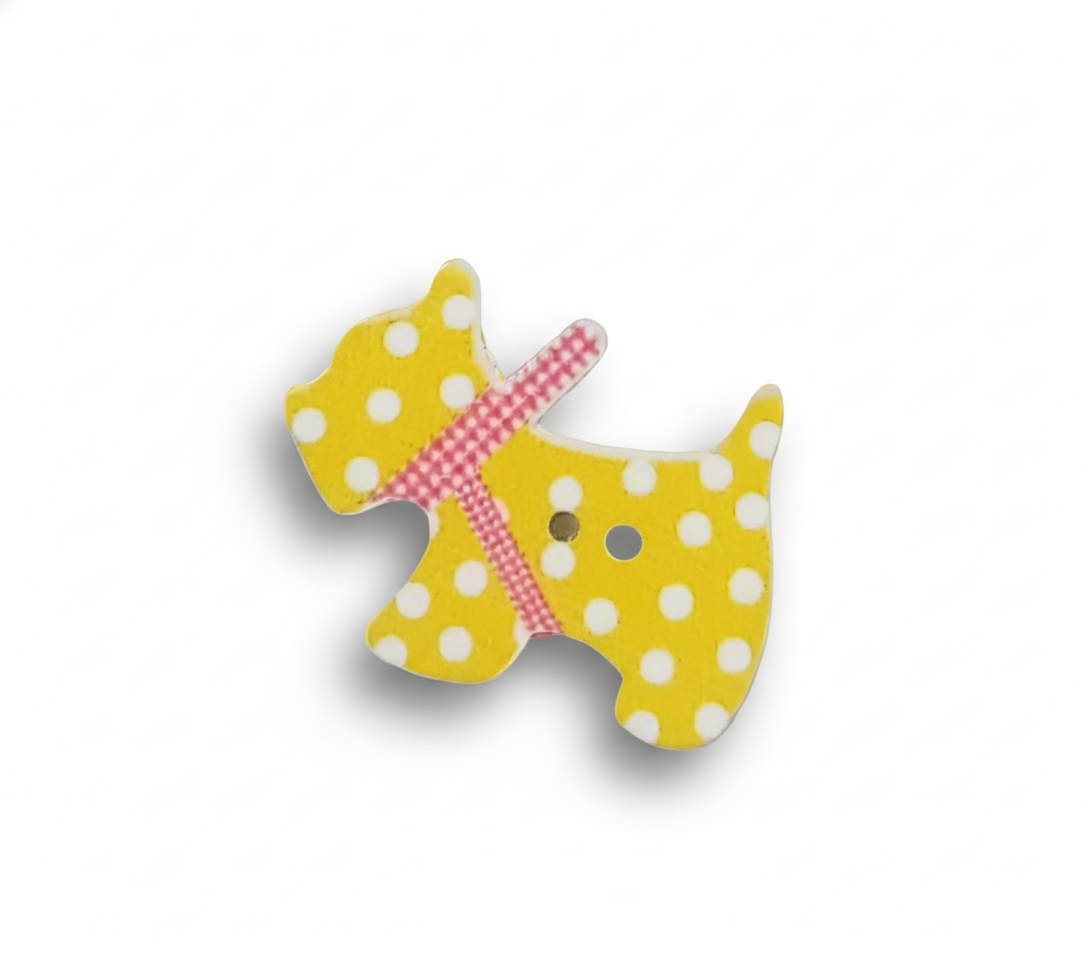 Bottone cane giallo pois