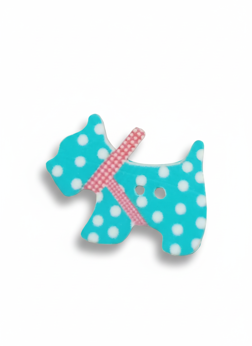 Bottone cane pois azzurro