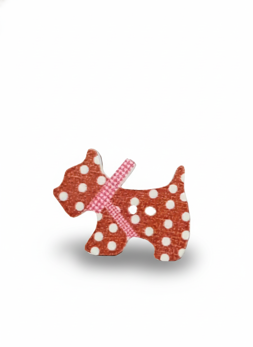 Bottone cane rosso pois