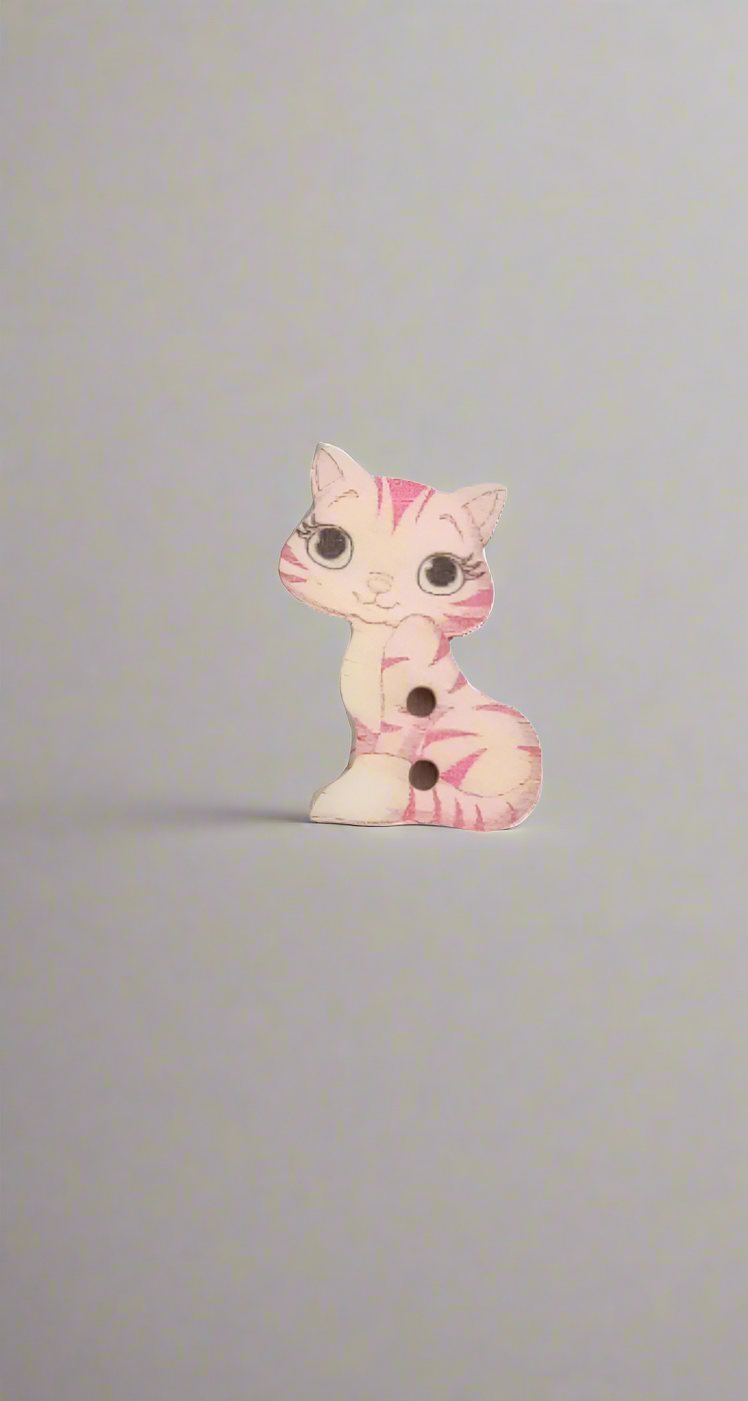 Bottone gatto seduto rosa