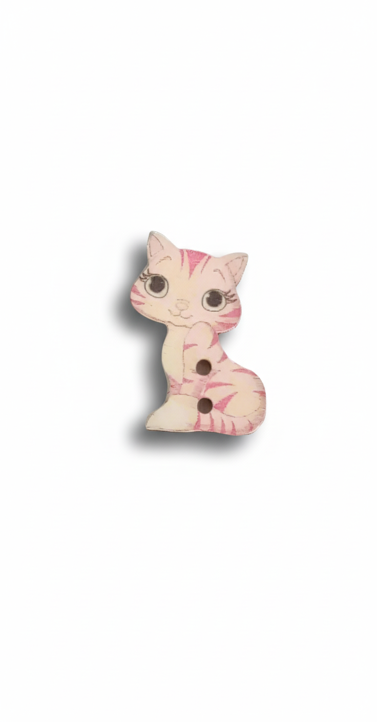 Bottone gatto seduto rosa