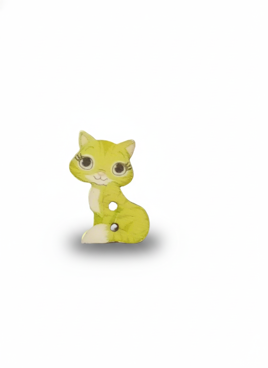Bottone gatto seduto verde