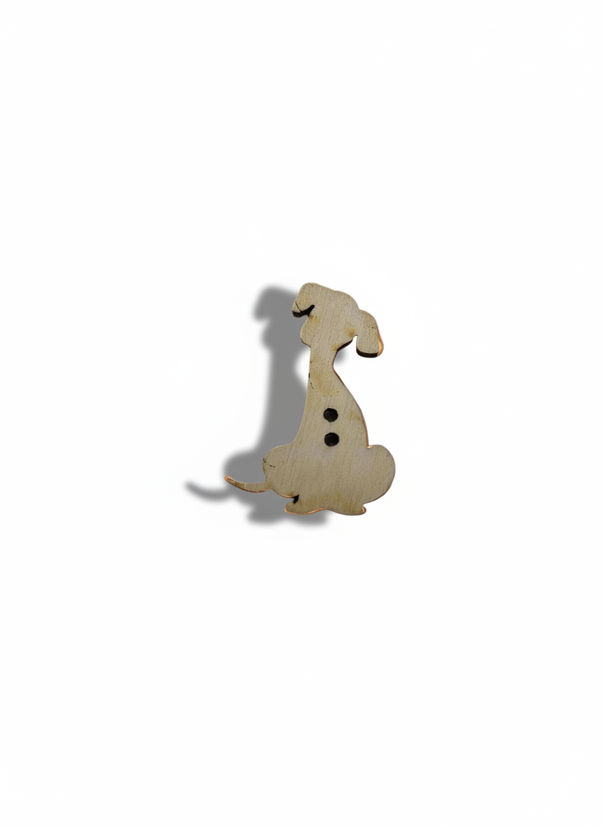 Bottone legno cane seduto