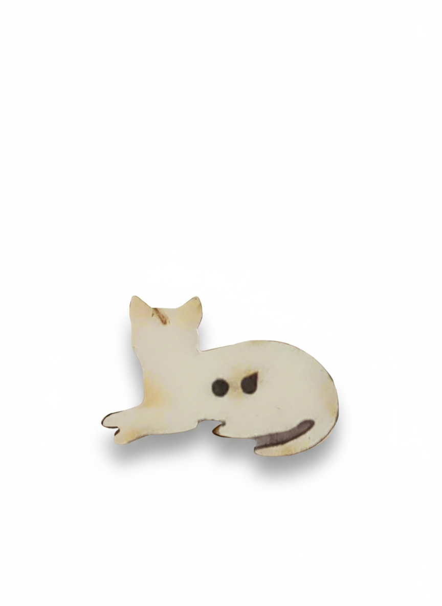 Bottone legno gatto seduto