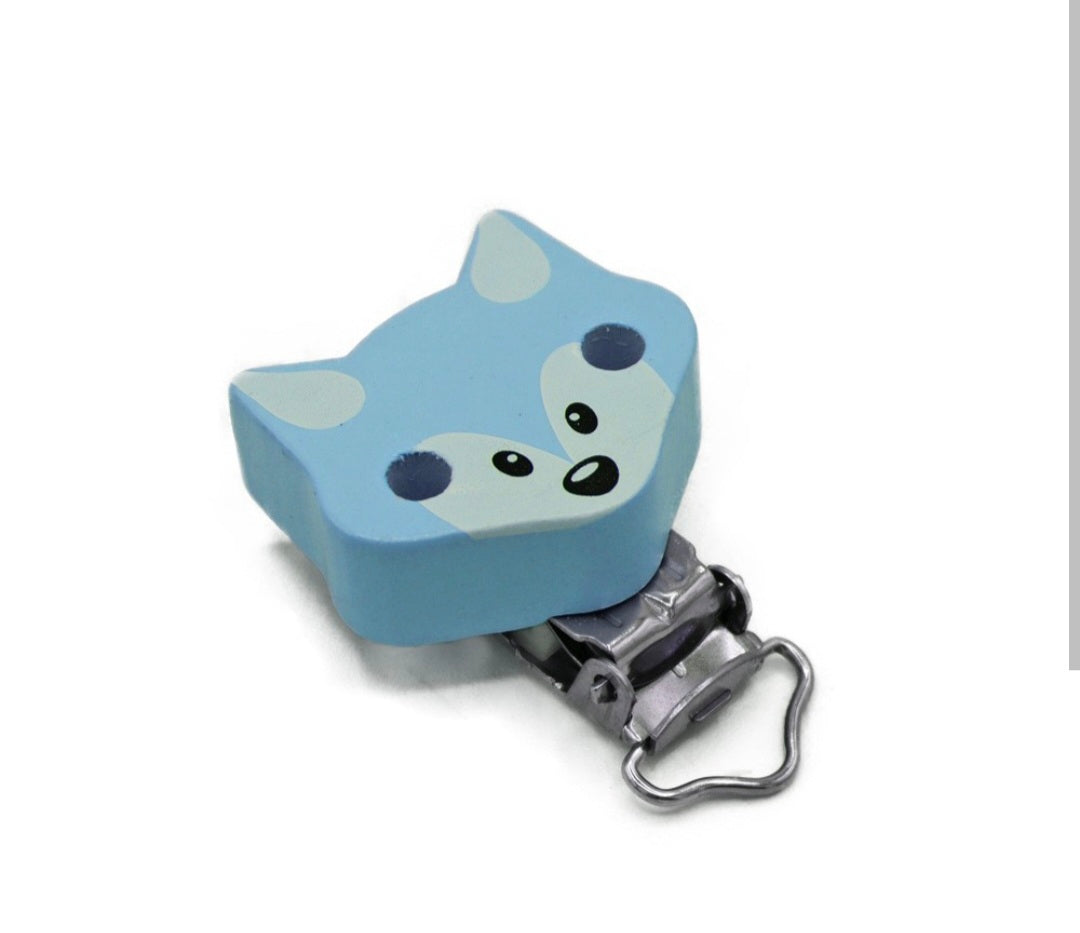Clip ciuccio legno azzurro