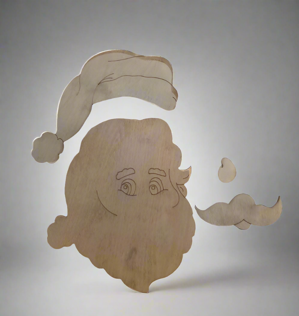 Faccia babbo natale in legno 