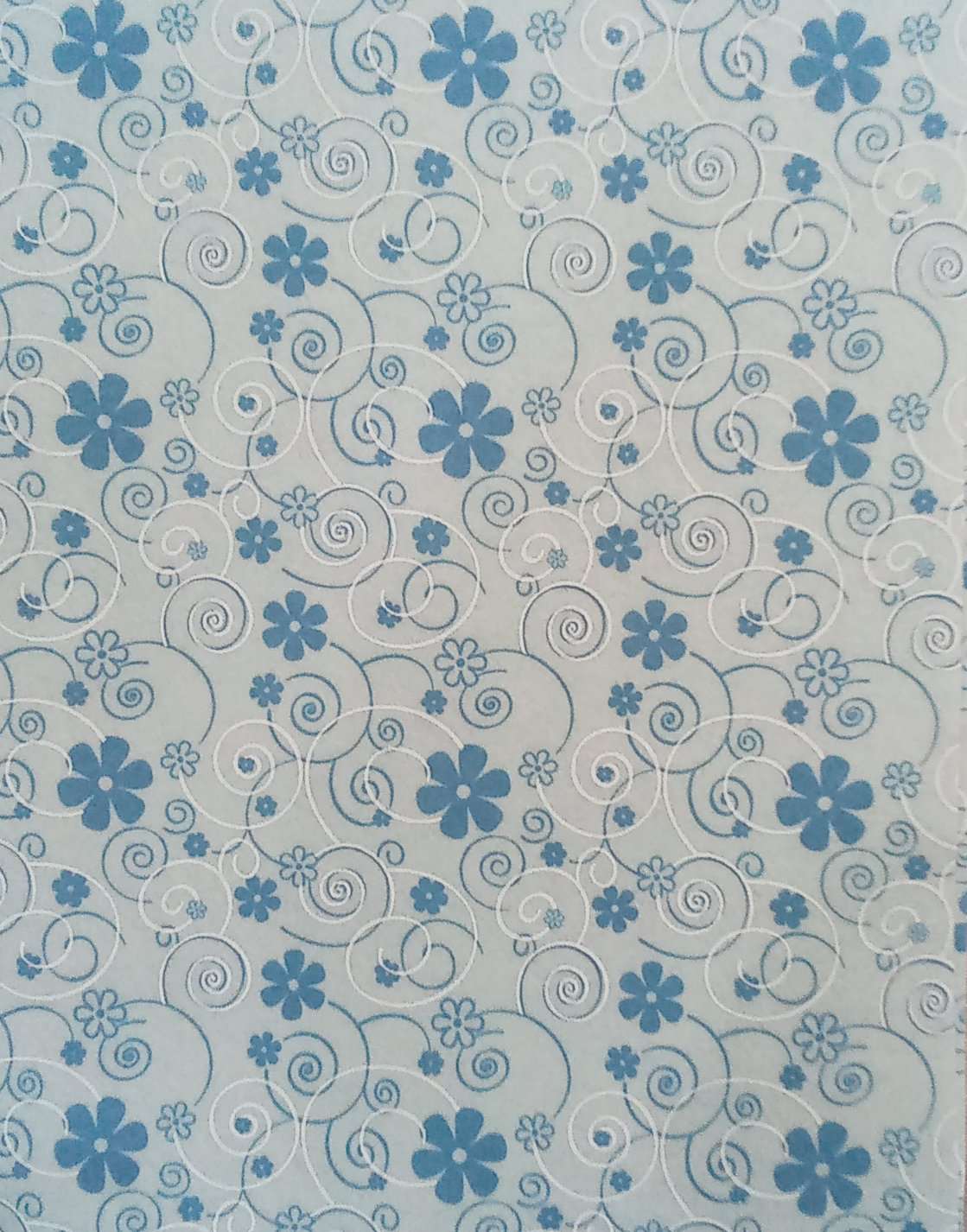 Foglio pannolenci stampato fiori azzurri
