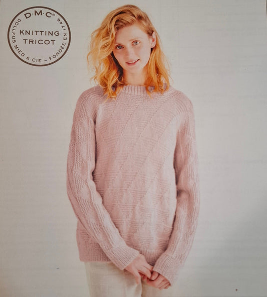 Maglione rosa ai ferri donna