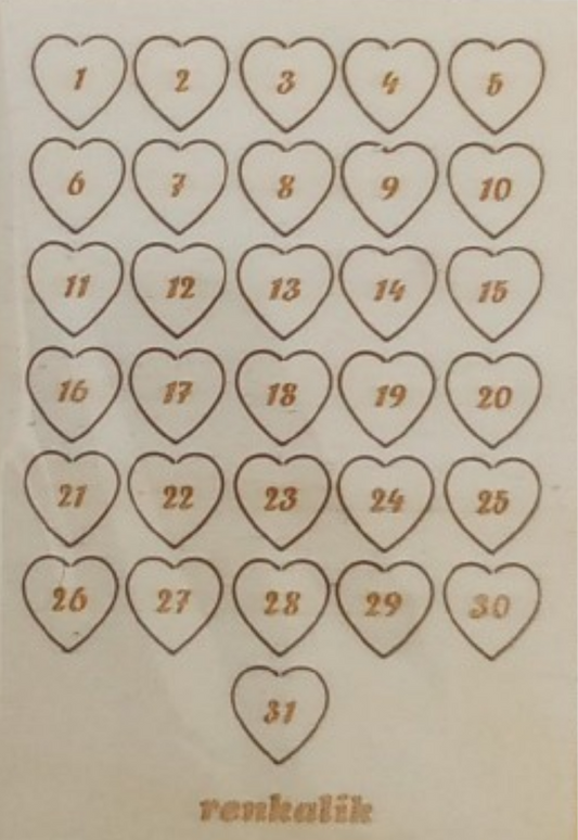 Numeri calendario legno cuore