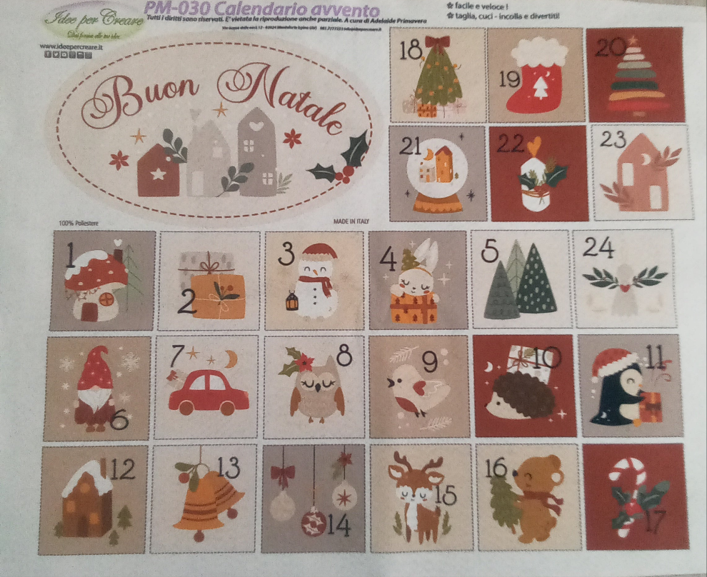 Pannello pannolenci calendario piccolo
