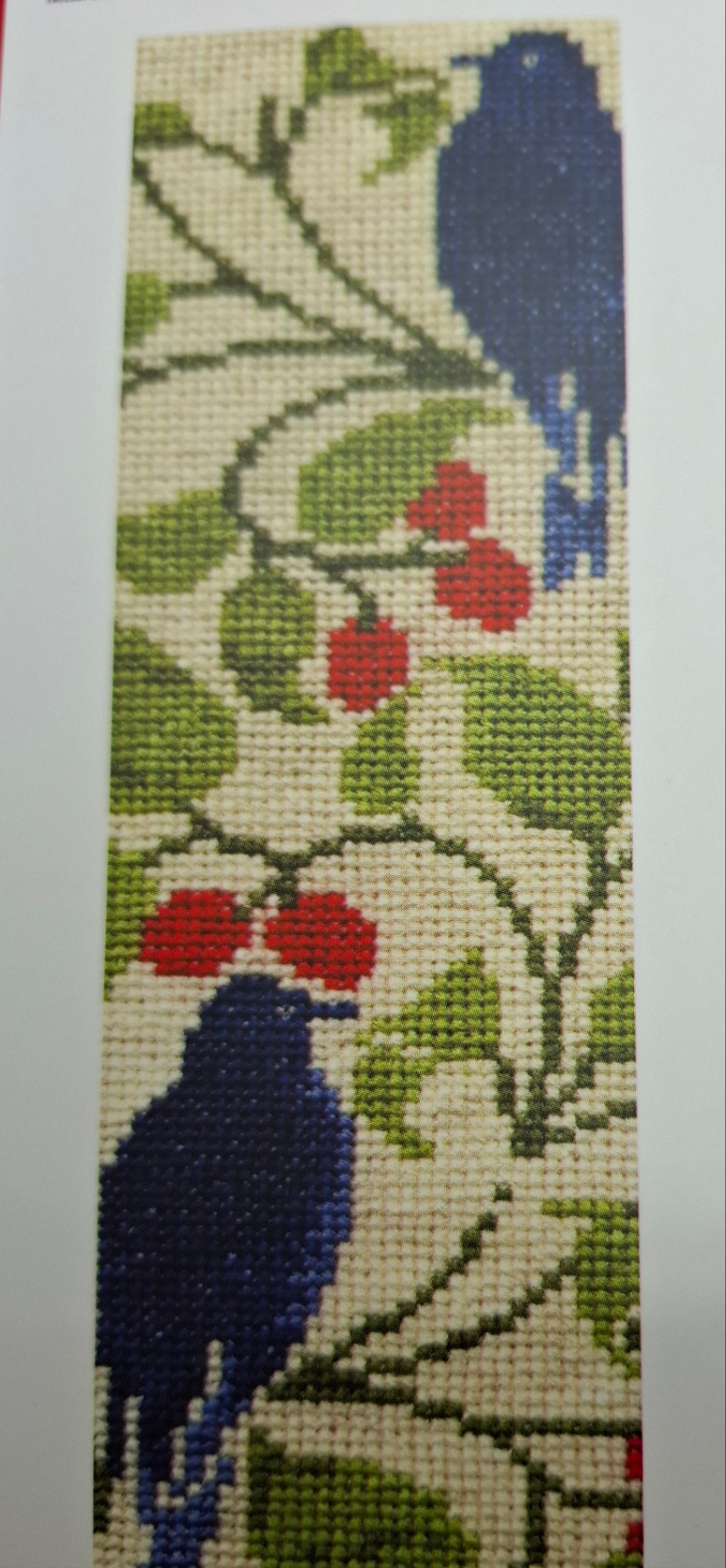 Segnalibro punto croce bird e berry