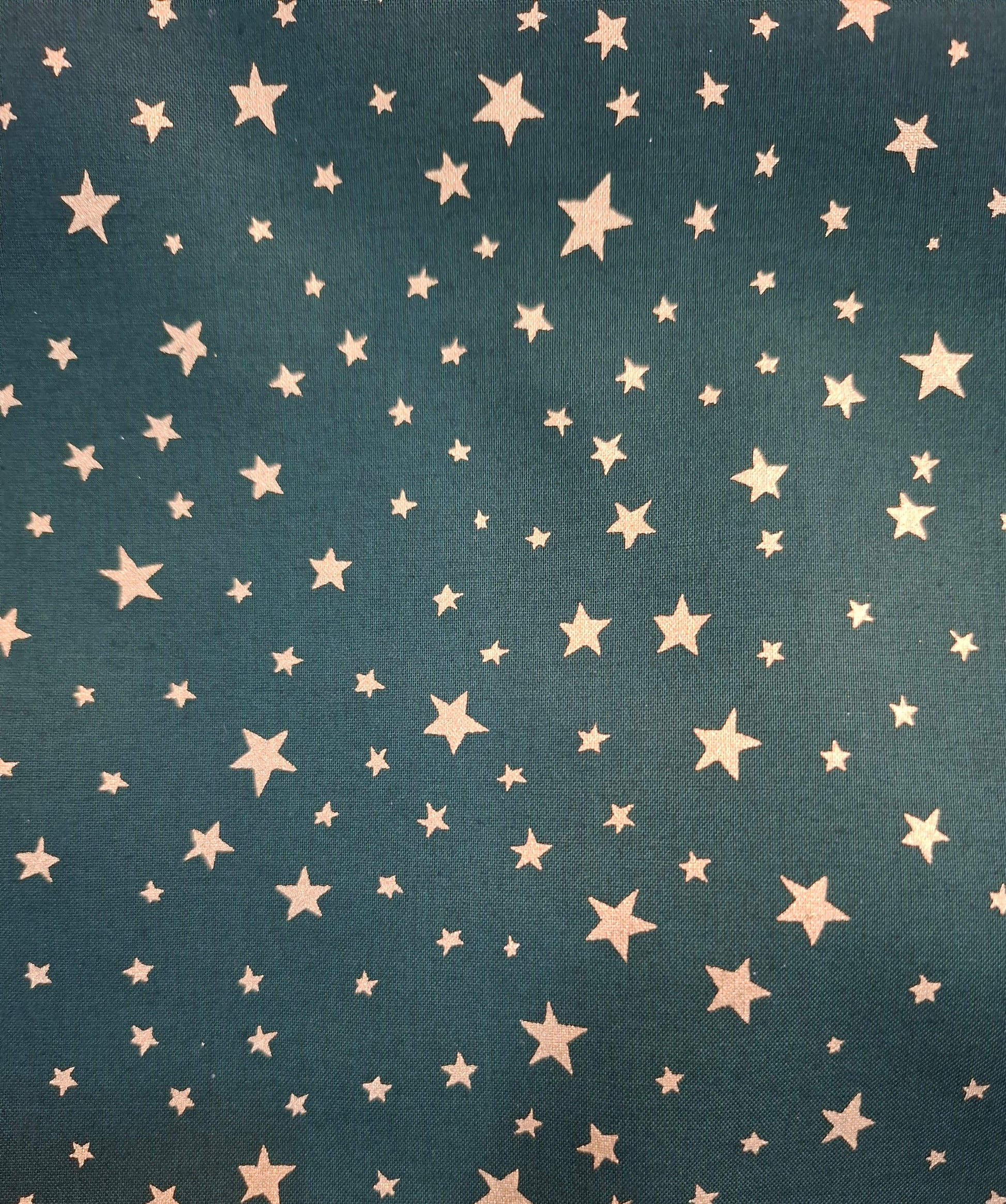 Tessuto cotone verde stelle dorate