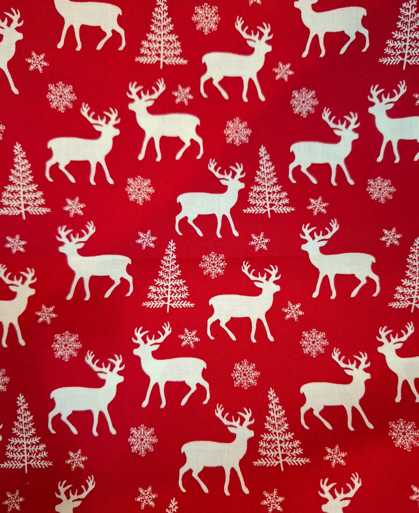 Tessuto rosso renne bianche