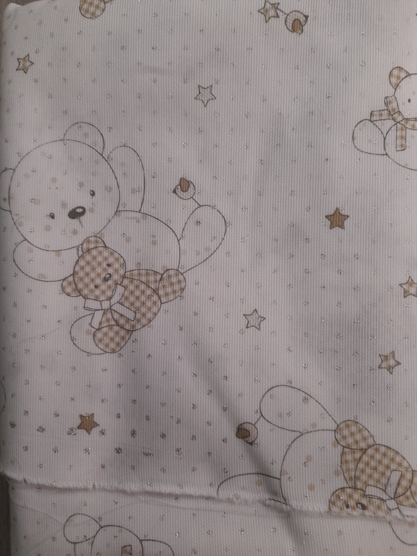 Stoffa piquet glitter Orsetti bianchi