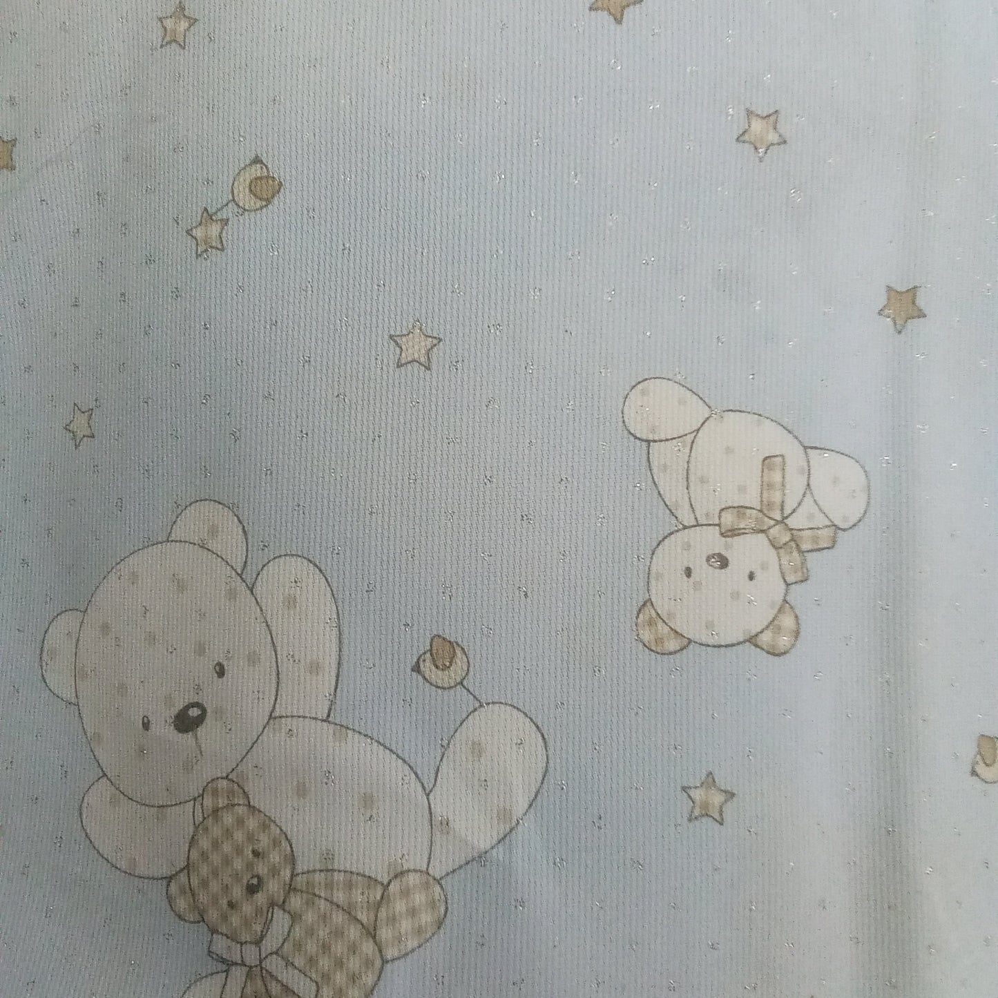 Stoffa piquet glitter Orsetti azzurri