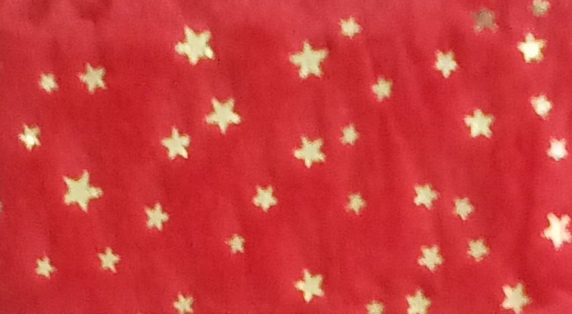 Tessuto peluche rosso stelline dorate