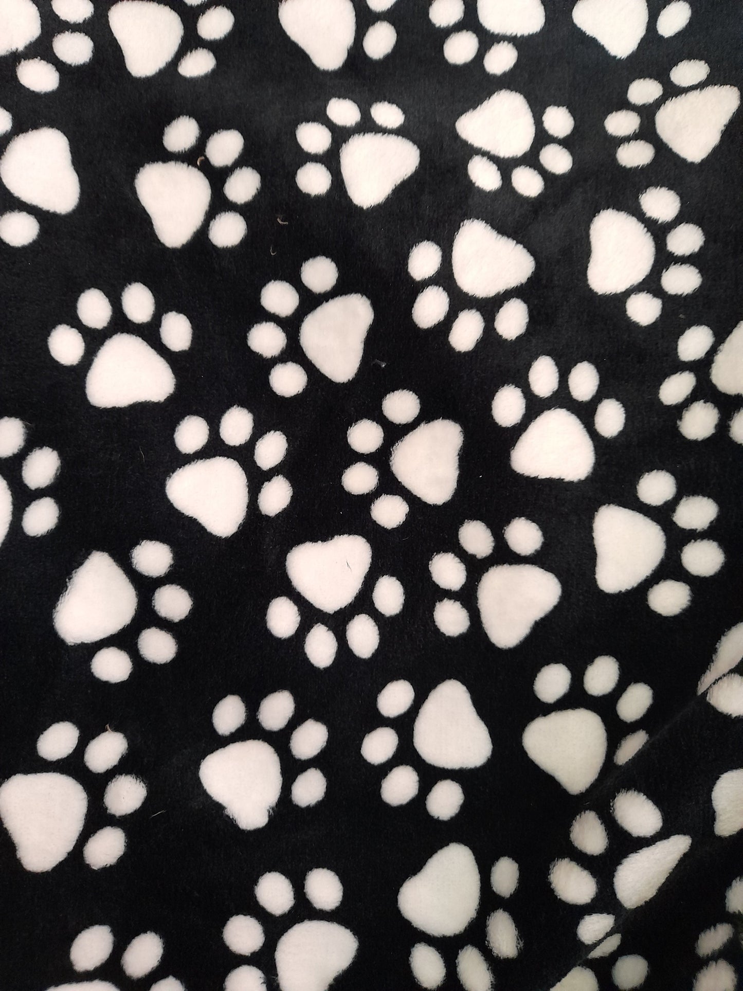 tessuto pile, impronte, al metro - nero e bianco 