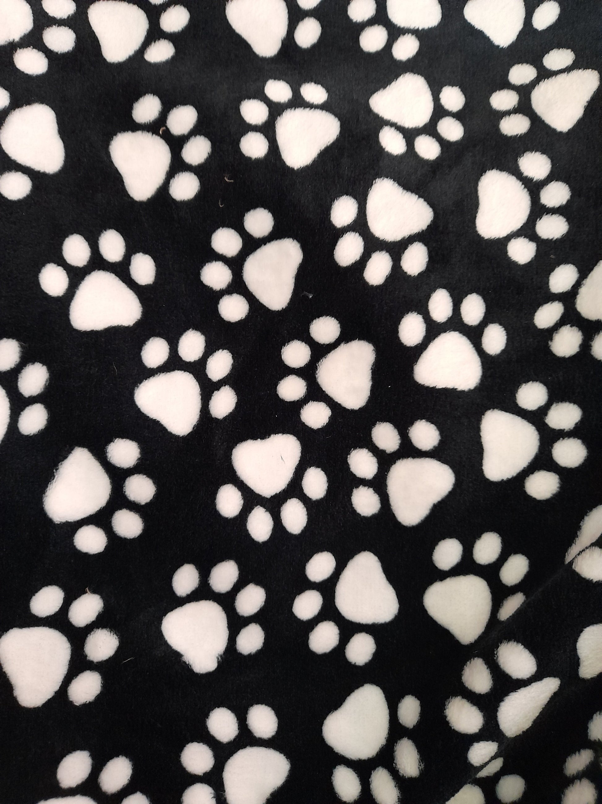 tessuto pile, impronte, al metro - nero e bianco 