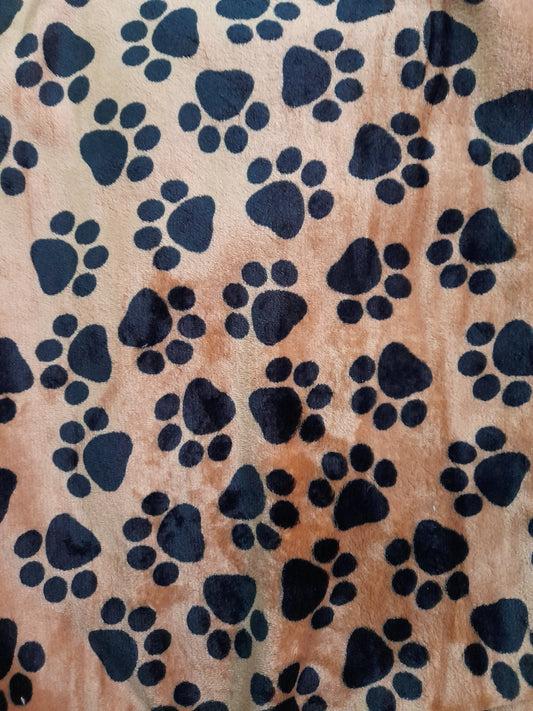 tessuto pile, impronte, al metro marrone e nero