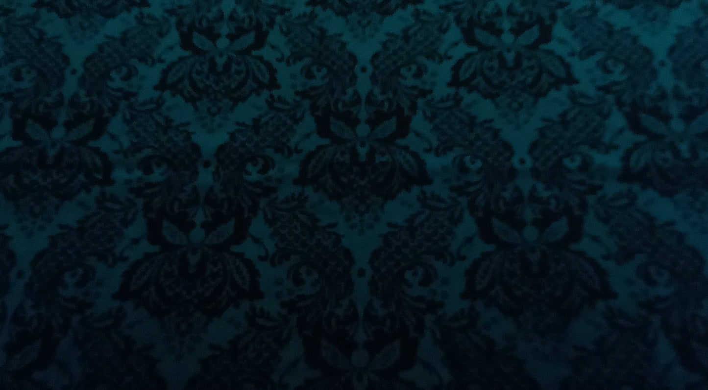 Tessuto velluto devore' broccato - ottanio