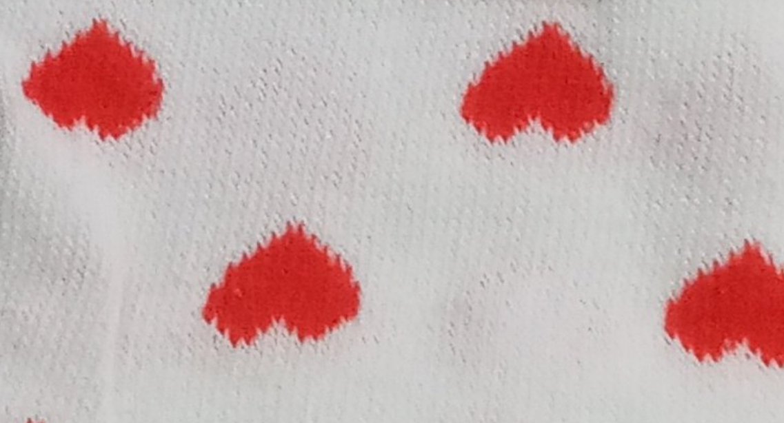 Tubolare bianco cuori rossi